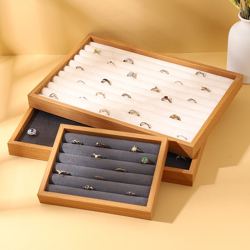 Vintage Walnut Jewelry Organizer Tray for Rings, Watches, Bracelets, Earrings