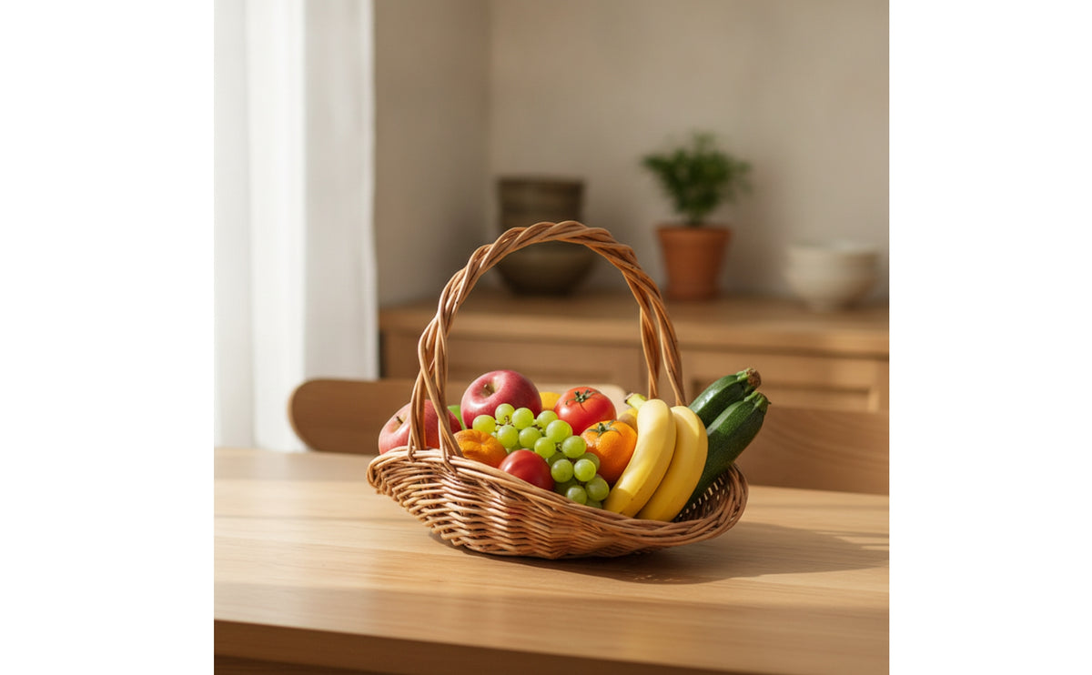 Handwoven Garden Harvest Basket with Handles Rustic Flower Picking Basket Wicker Garden Trug Lightweight for Gardeners, Florists, Home Decor, Weddings