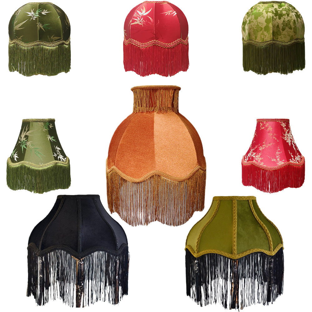 European Fabric Lampshade with Tassel for Table Lamp