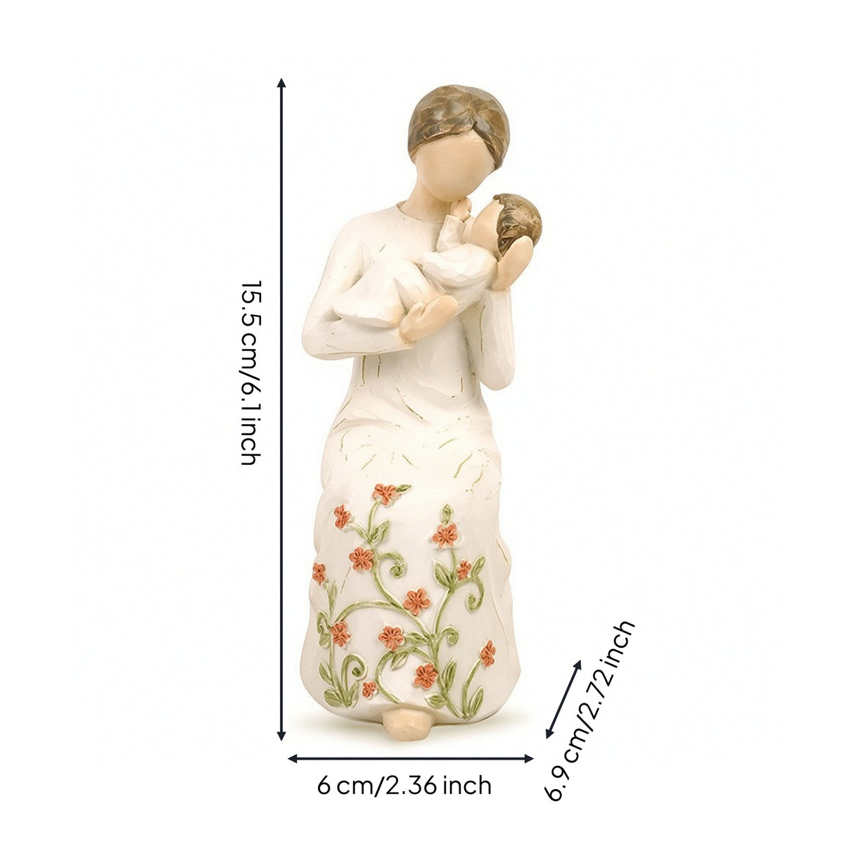 Resin Figurine Wood-Grain Style Human Figurine with Dress Human Statue Tabletop Desk Decoration Elegant for Collectors