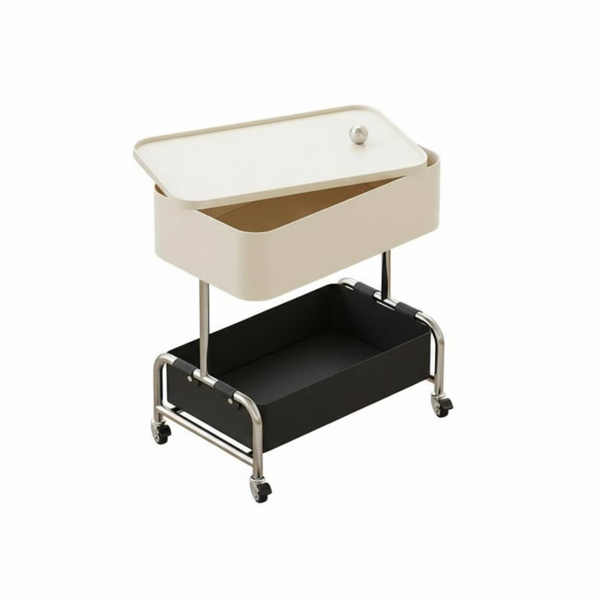 3-Tier Rolling Shelf with Tabletop Lockable Wheels Side Table Space Saving