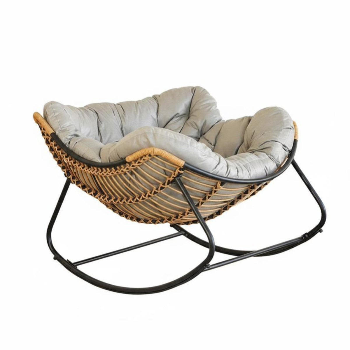 Upholstered Rocking Chair Gentle Rocking Motion Lounge Seating High Spine Support MoGermanrn Aesthetic