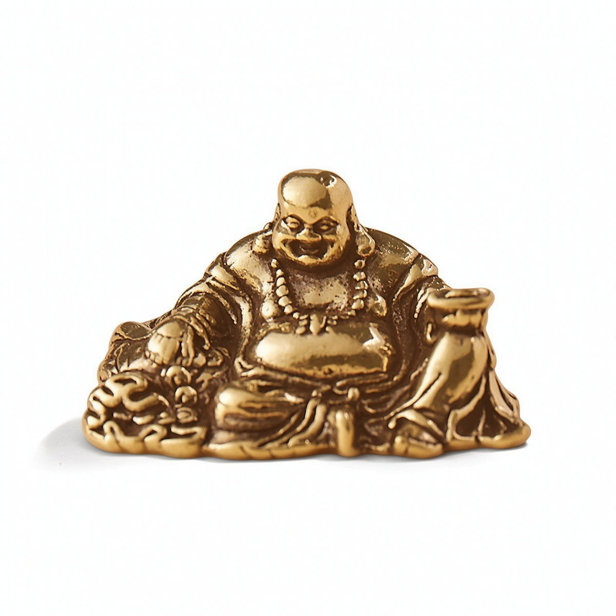 Laughing Buddha Statue Abundance Brass Ornament Wealth for Office Desk