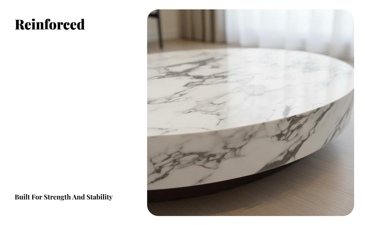 Luxury Feel Oval Table with Block Legs Modern Design Household Furniture Minimalist aesthetic Statement Piece for Homeowners, Interior Decorators, Renters, Living Room, Home, Lounge Area, Office Reception