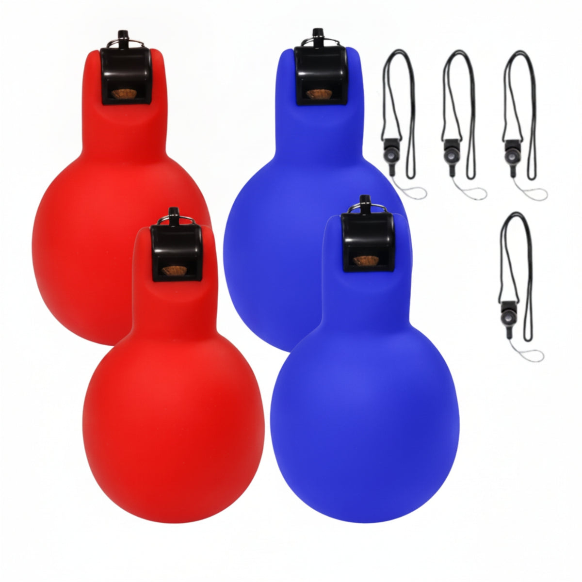 4 Pieces Hand Squeeze Whistles with Lanyard Soft Hand Squeeze Whistles Loud for Referees, Teachers, Sports Training