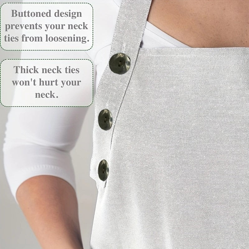 Adjustable Neck Kitchen Apron with Large Pocket, Solid Color, for Men and Women