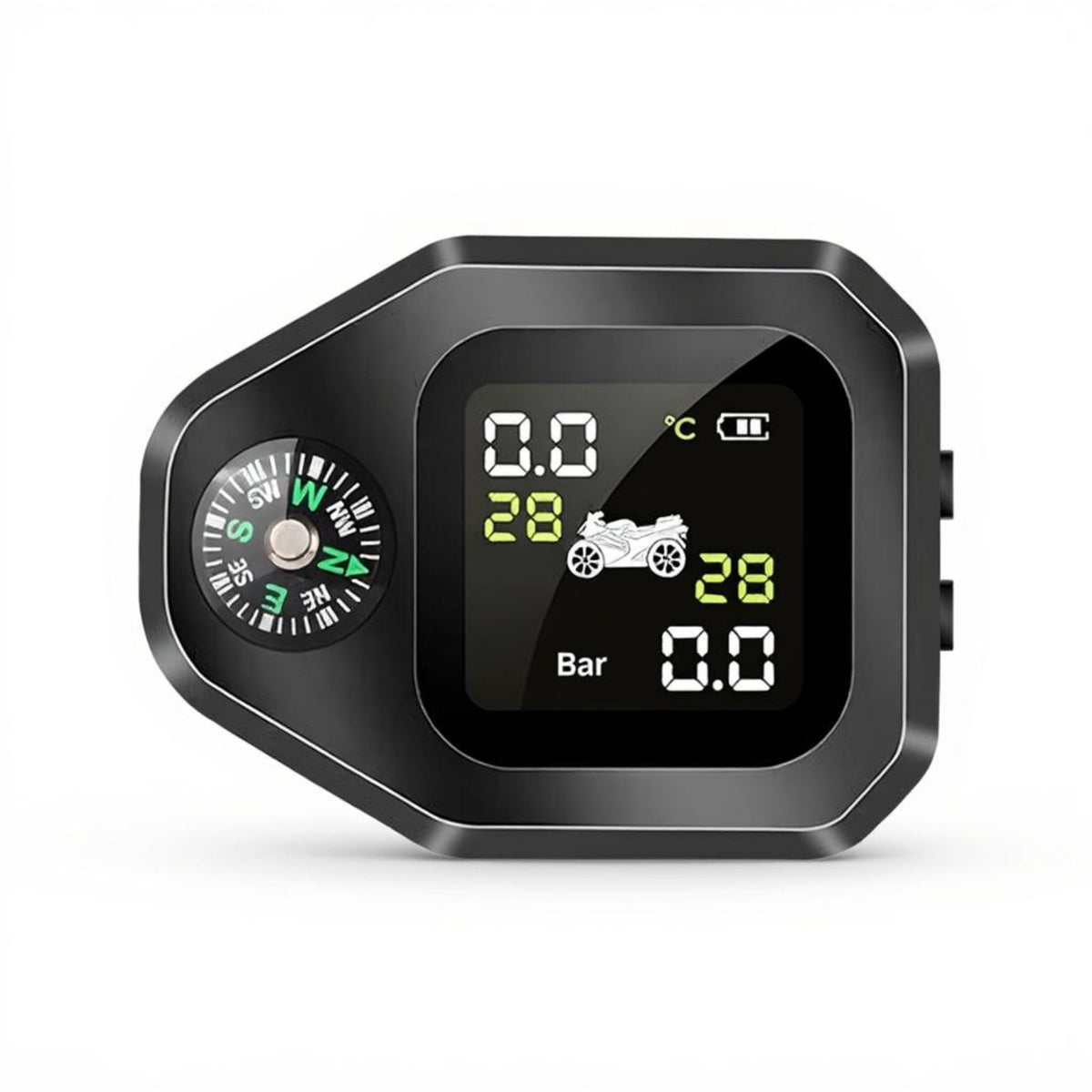 Motorcycle Tire Pressure Monitoring System, Cordless, LCD