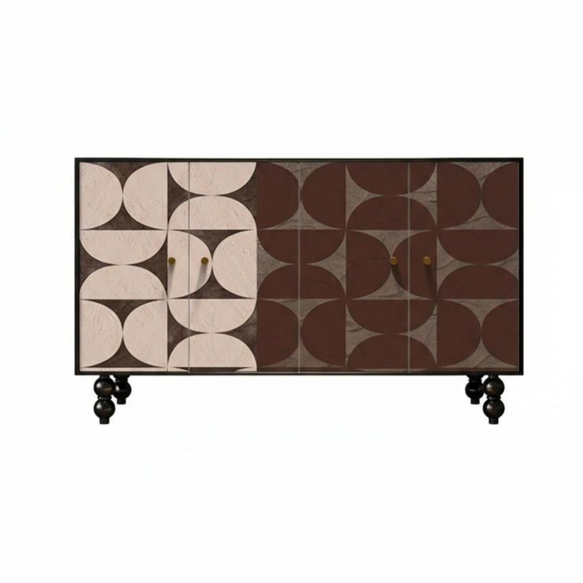 Painted 2-Door Chest Colorful Finish 2-Door Accent Cabinet Artistic Creative Expression Vintage Design for Art Lovers, Adults