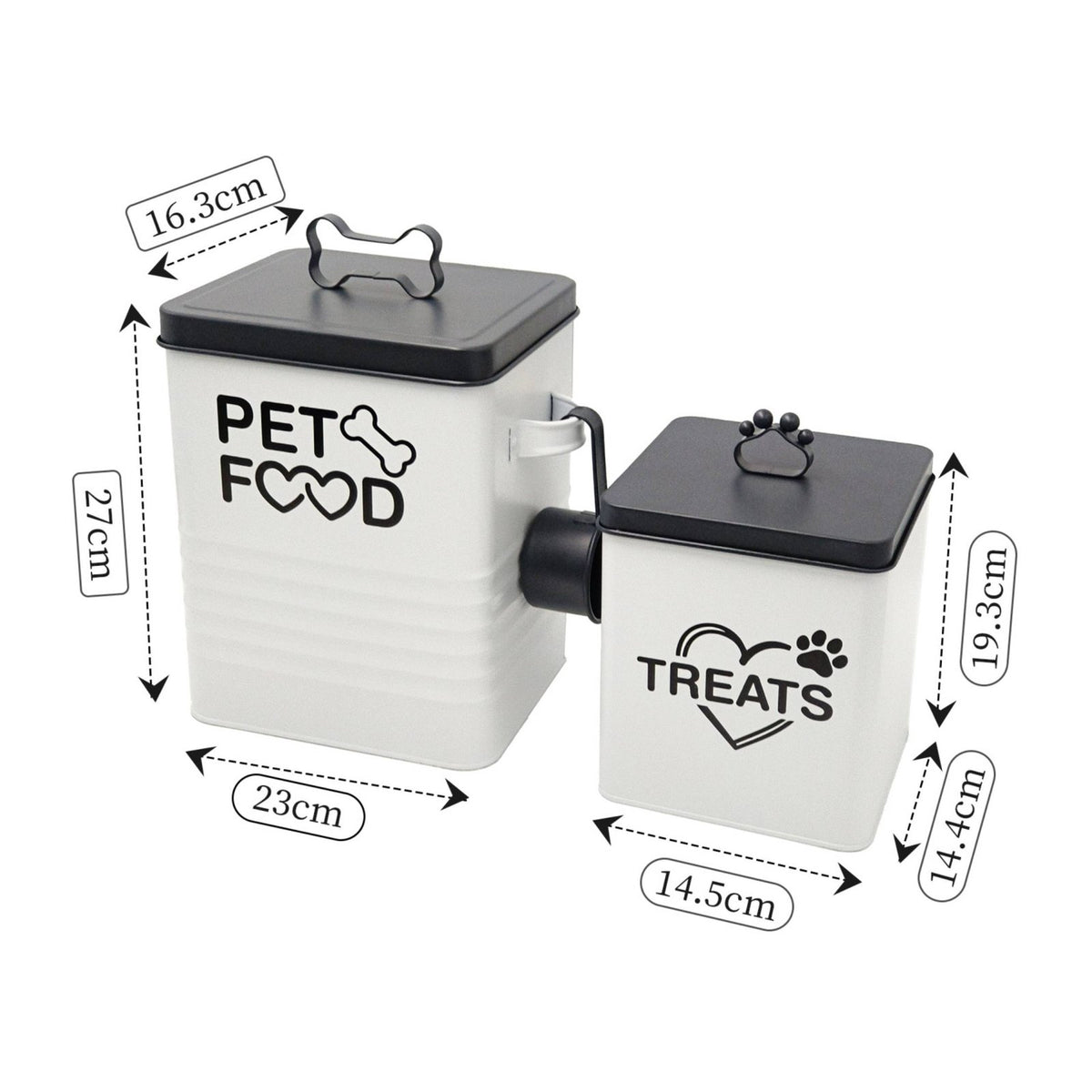 2 Pieces Airtight Pet Food Container Set Galvanized Iron Dog Treat Container