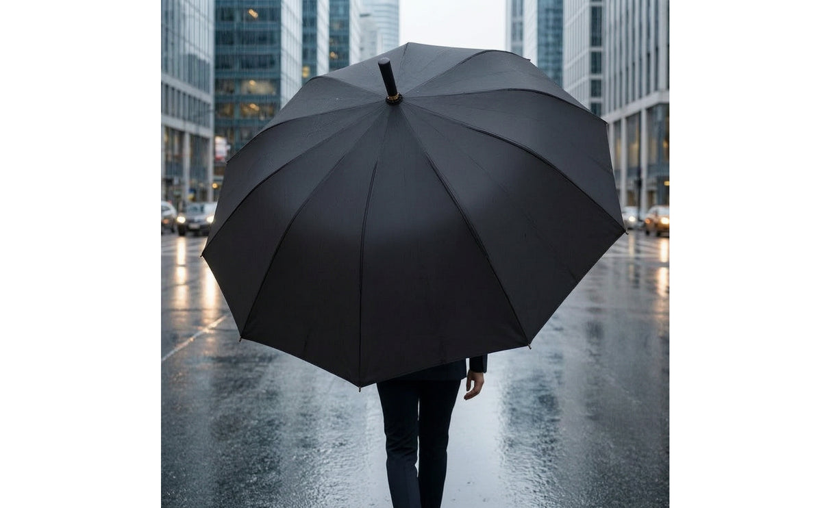 Auto Open 16 Rib Umbrella Waterproof Stick Umbrella Matte Water-Resistant for Commuters, Commuting
