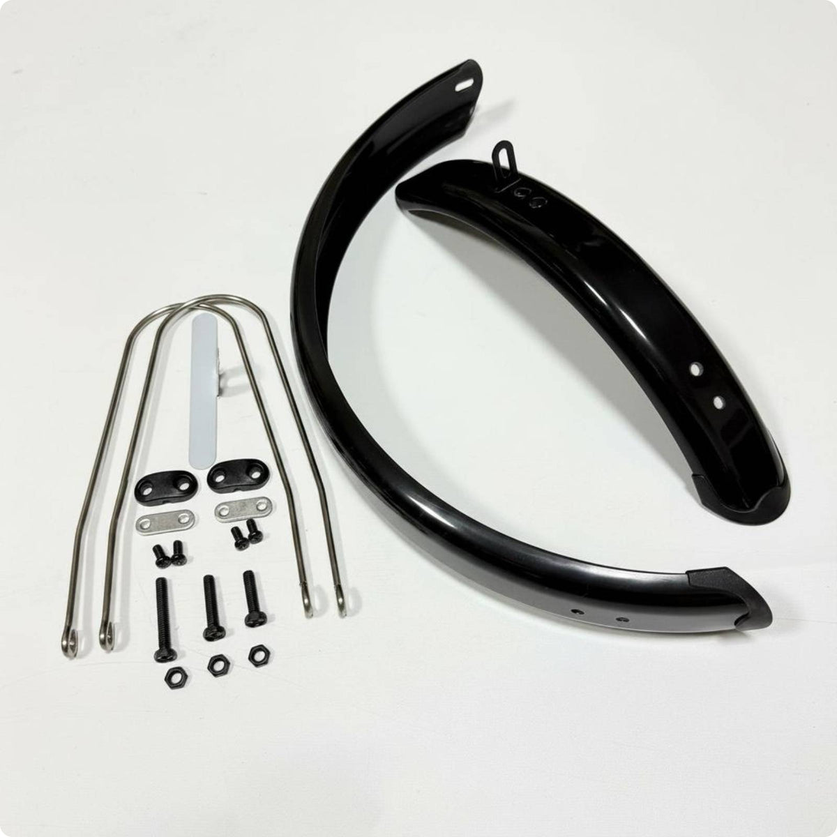 2 Pieces 16-Inch Bike Mudguards Glossy Cycle Mudguard Set Metal Support Rods
