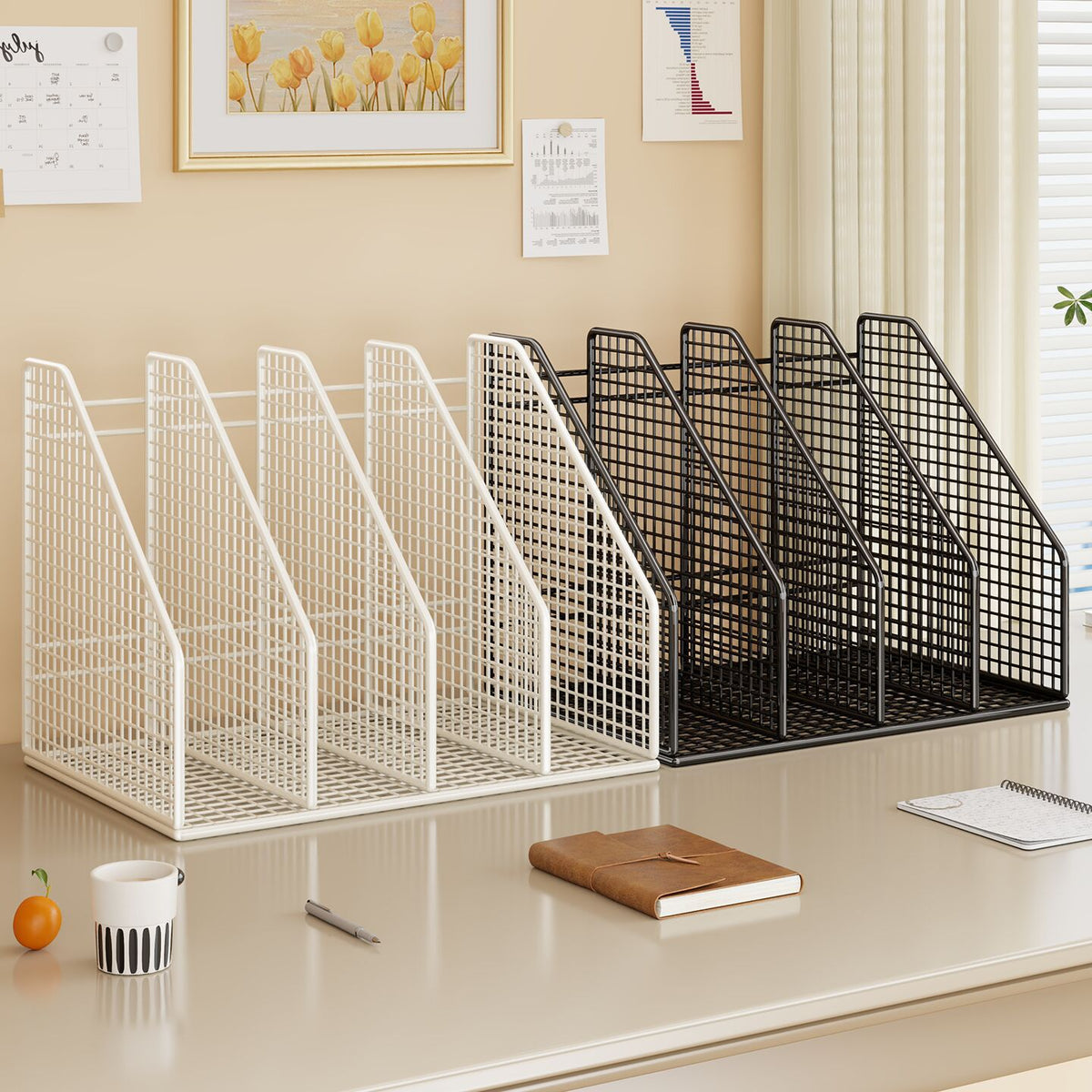 Office Desk File Rack Thickened Folder Book Storage Box Iron Art Bookshelf Simple Vertical Bookend