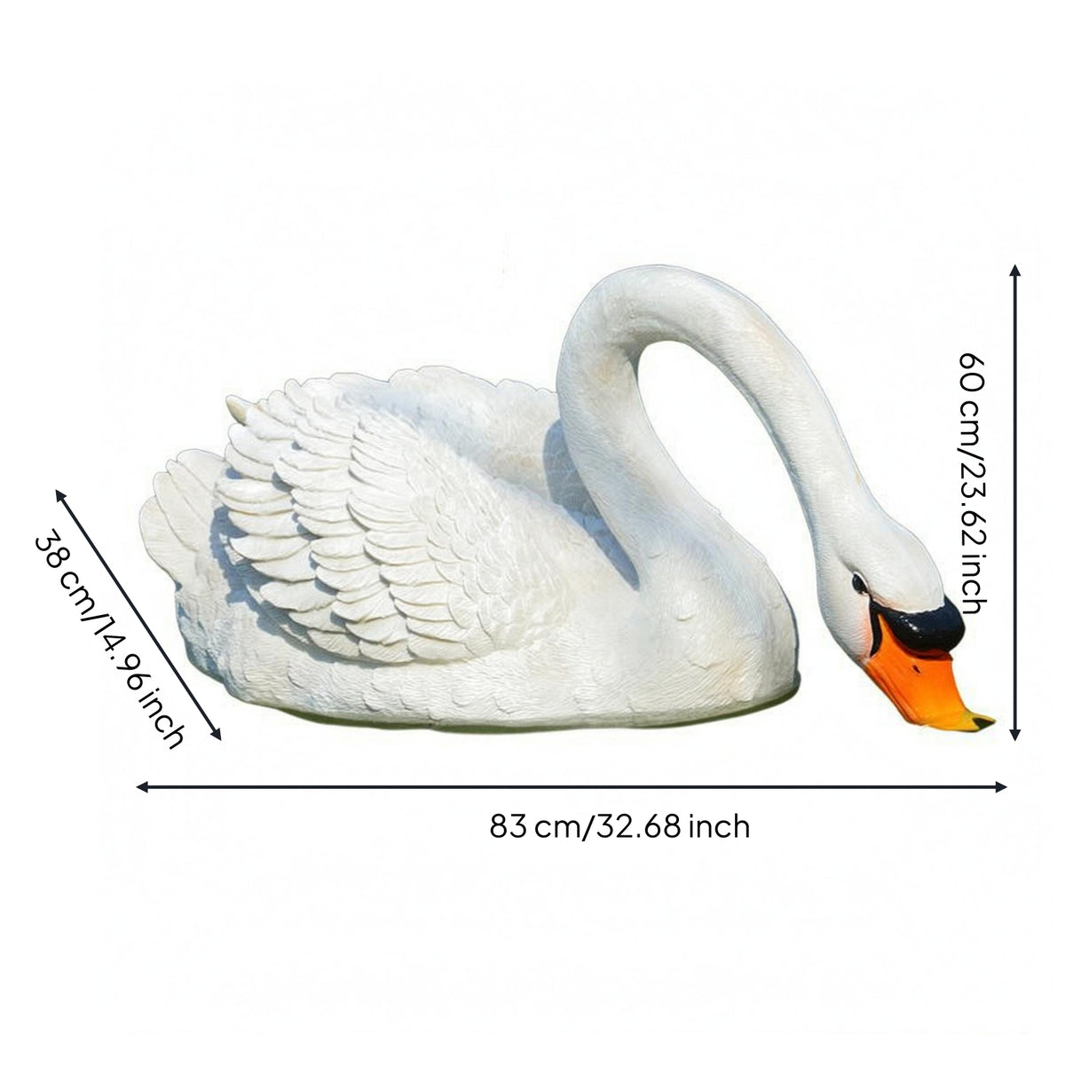 Floating Swan Sculpture Orange Beak Swan Pond Ornament Ornamental Lightweight