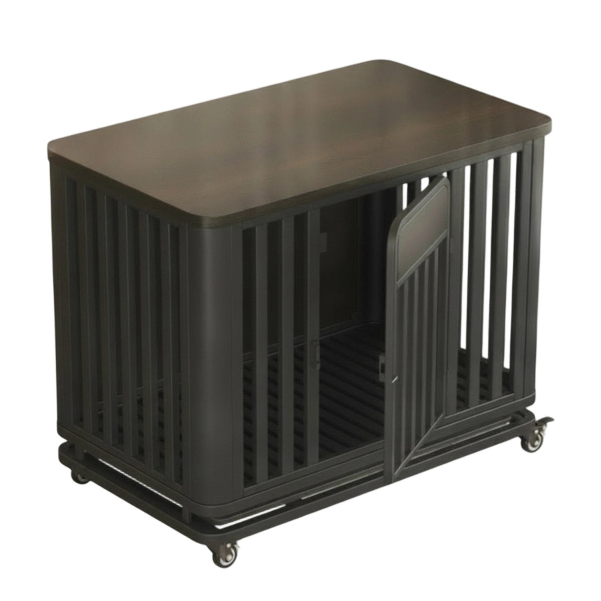 Dog Crate with Wheels Multipurpose Dog Crate with Pull-out Tray Decorative Wooden Kennel for Small Dogs