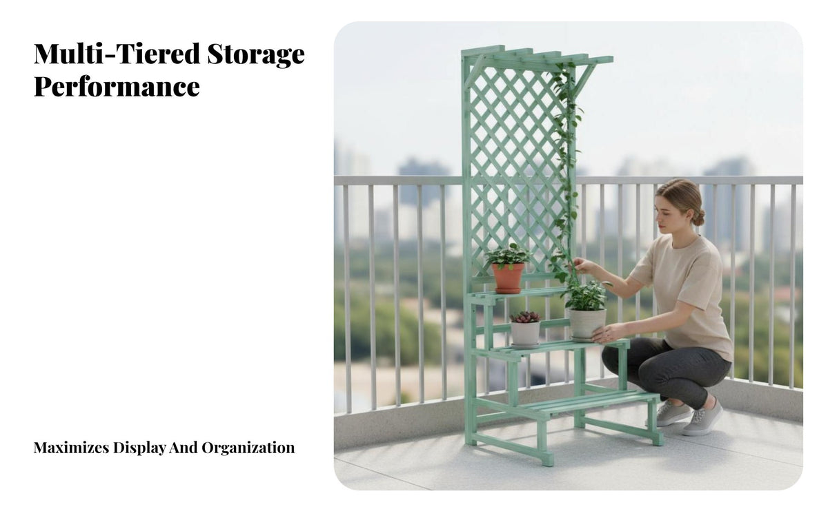 Weather-Resistant Trellis Planter Stand Multitier Design Tiered Plant Stand Functions as a separater Garden Furniture Multifunctional for Gardeners, Apartment Dwellers, property owners, Balcony, Patio, Front Porch, Living Room
