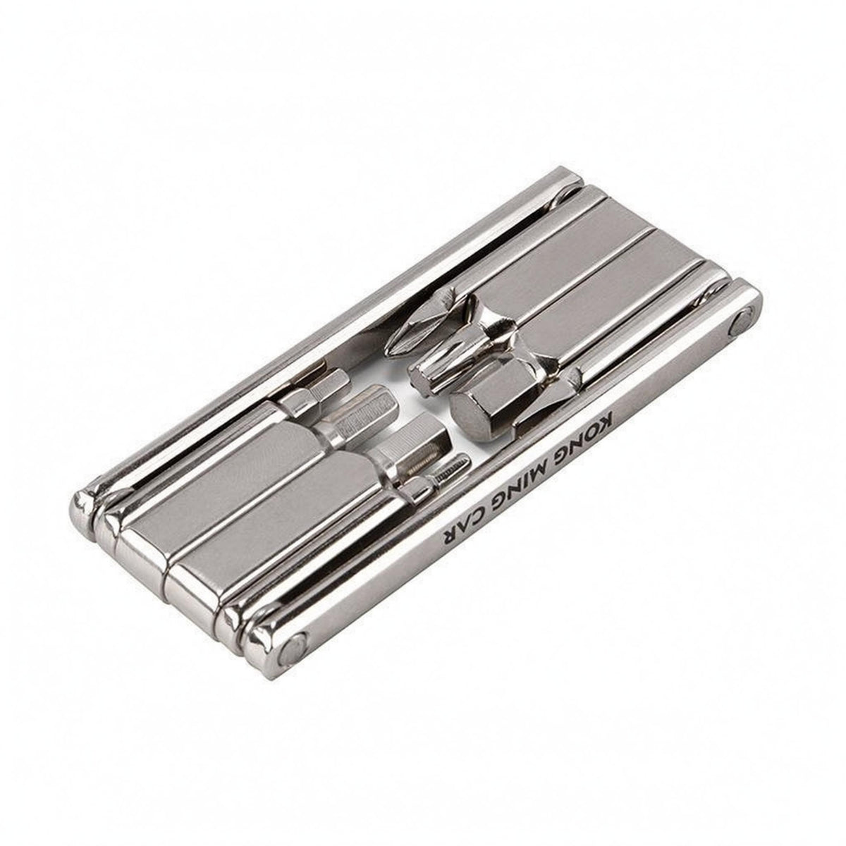Folding Bike Multi-Tool Silver Alloy Steel Steel 8-in-1 Bike Tool Compact Folding Wrench for Home