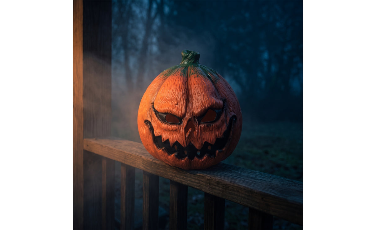 Scary Pumpkin Face Covering Creepy Full-Coverage Pumpkin Face Covering Textured for Cosplayers, Halloween, Costume Parties