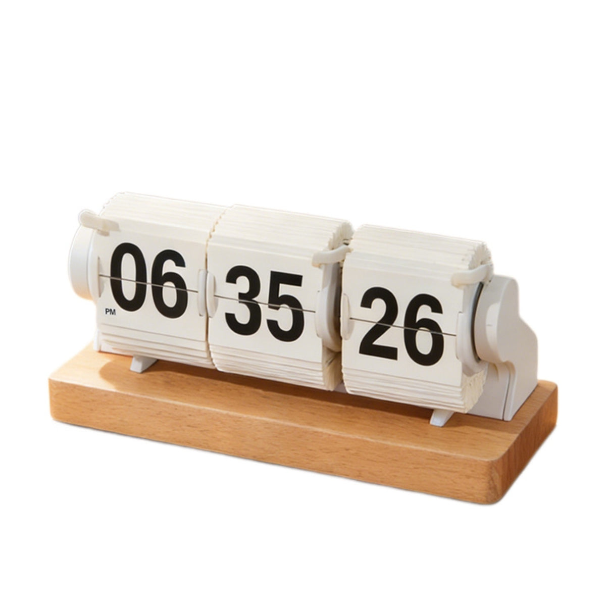 Flip Clock with Wooden Base Vintage Retro Flip Clock Classic for Students