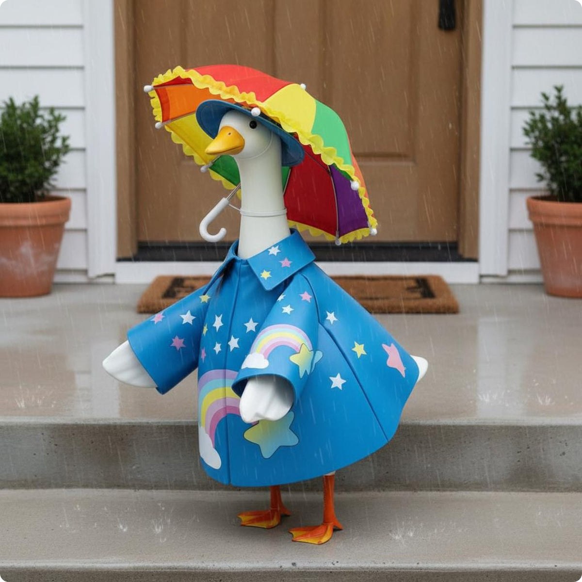 Goose Raincoat Set Outdoor Goose Costume with Umbrella Easy to Wear for Yard