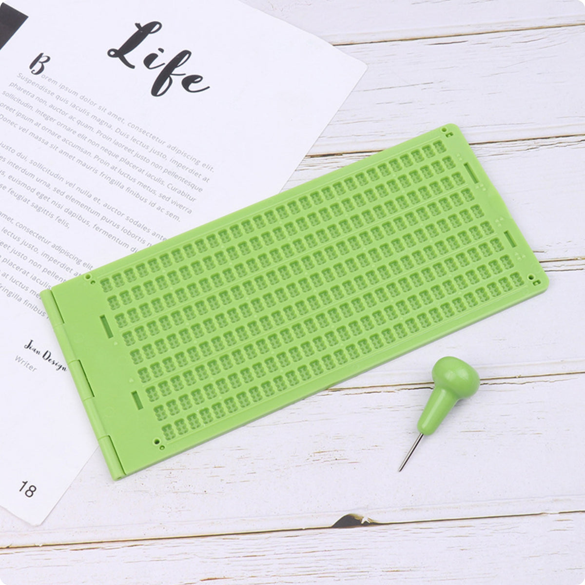 Plastic Foldable Braille Board Metal Tip Accessibility Tool for Blind People