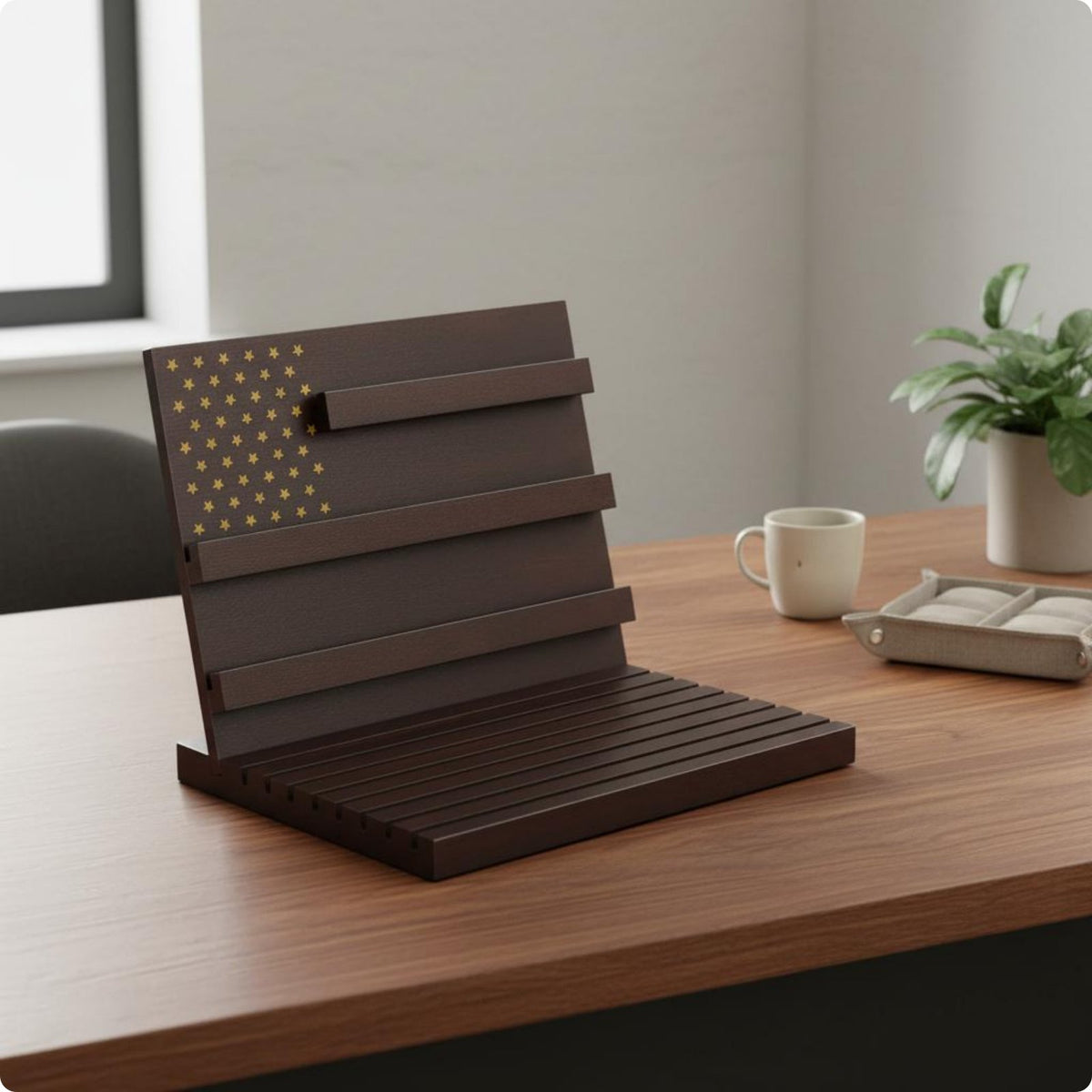 Wooden Coin Display Storage Space-Saving Wood Medal Display for Office Desk