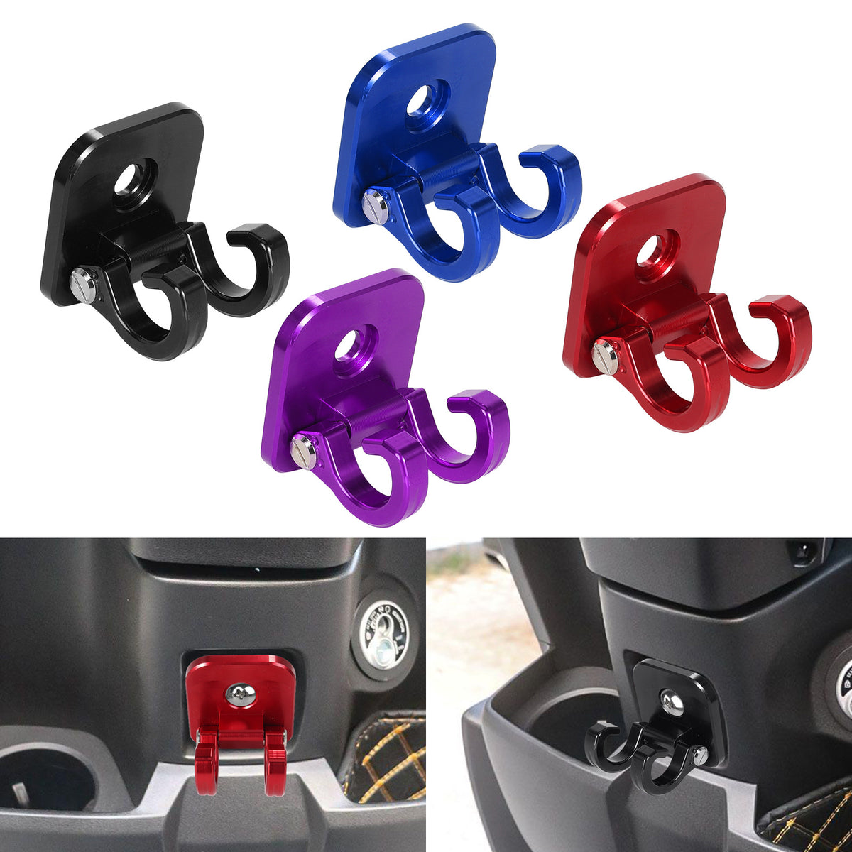 CNC Aluminum Alloy Folding Double Hook for Scooter, Electric, Motorcycle