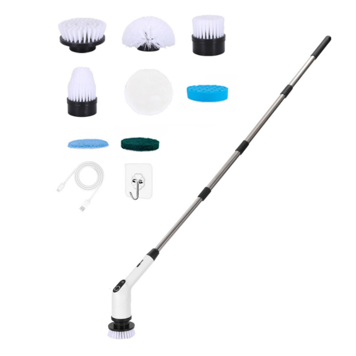 Electric Scrubber Rotating Brush Head Cleaning Tool Nylon Bristles Household Cleaner Deep Cleaning Function Suitable for Bathroom Kitchen Sink Surface Cleaning