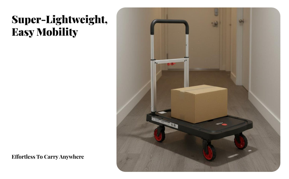 Space Saving Flatbed Hand Truck Quiet Wheels Foldable Platform Truck Multipurpose Flatbed Moving Trolley Heavy Duty for Warehouse Workers, Delivery Drivers, Stockroom, Workshop, Garage, Shopping