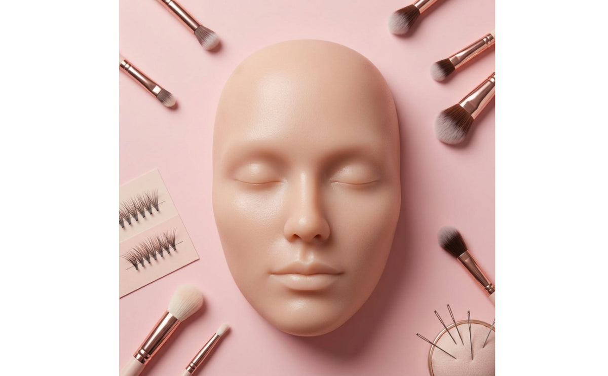 Realistic Silicone Practice Face 3D Makeup Mannequin Face Reusable Makeup Practice Board Easy to Clean for Beauty Students, Lash Technicians, Eyebrow Training