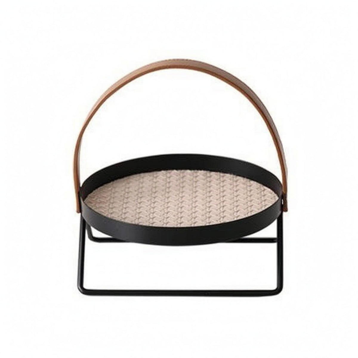Handle Basket Rack Iron Tray-Style Storage Rack Raised Rims for Countertop