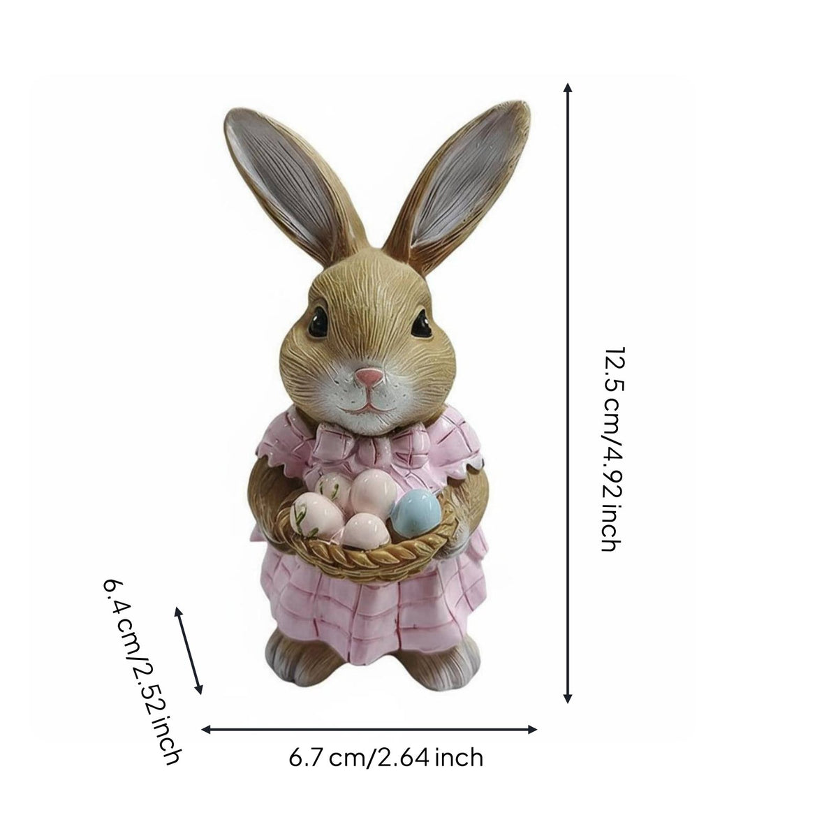 Bunny Figurine Cute Design Resin Garden Hare Hand-Painted Hare Statue for Gardeners, Micro-Landscape, Flower Pot, Desktop