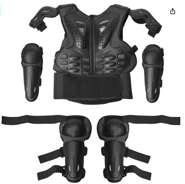 Kids Motorcycle Protective Riding Armor Suit, Breathable, Off-Road, Thickened