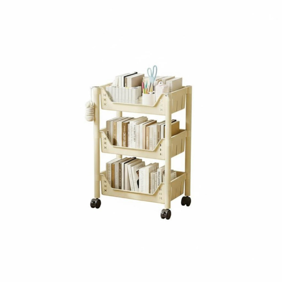 Rolling Storage Shelf Movable with Wheels Mobile Storage Shelf Space Saving