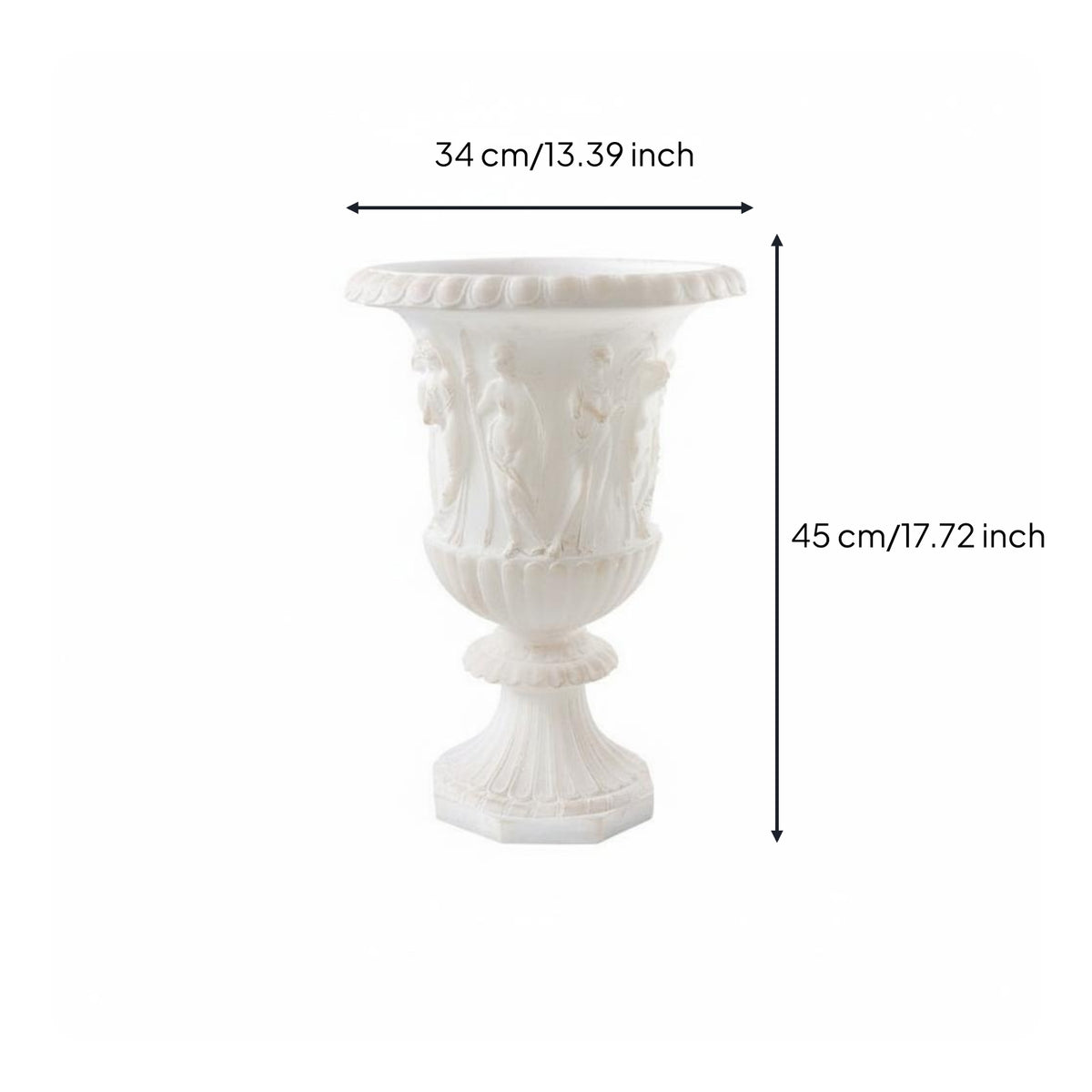 Roman Style Vase Matte Finish Simulated Marble Urn Classic Design White Pedestal Vase for Hotel