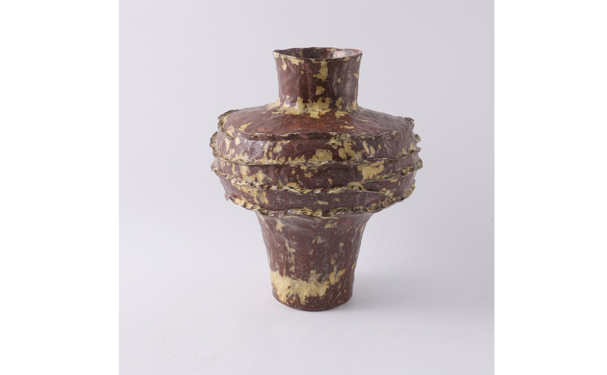 Decorative Vase Artisanal Vase with Pinched Rim Textured for Clean Design Advocates, Entryway Table, Model Home