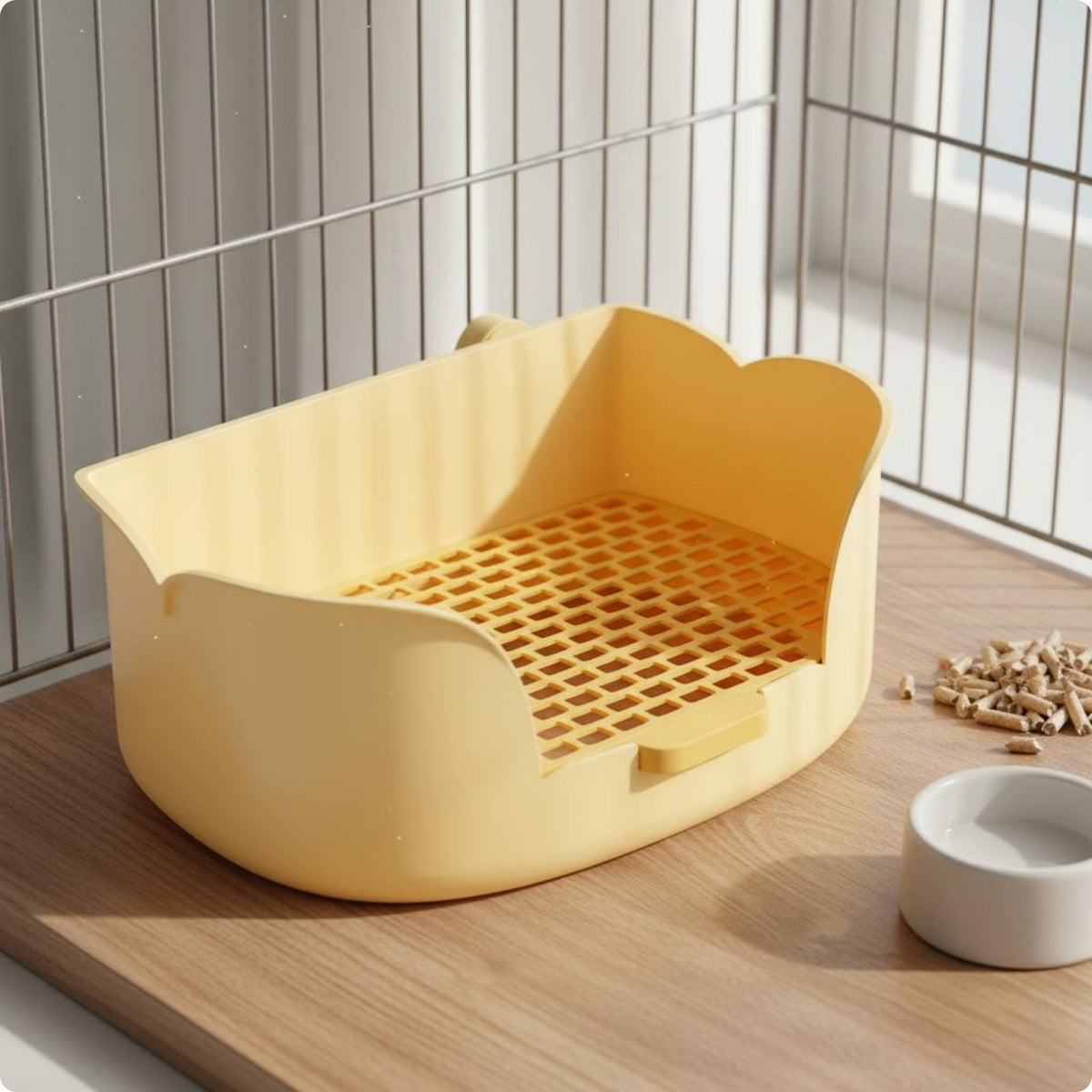 Dwarf Rabbit Potty Tray Flower Shape Guinea Pig Litter Box Perforated Bottom