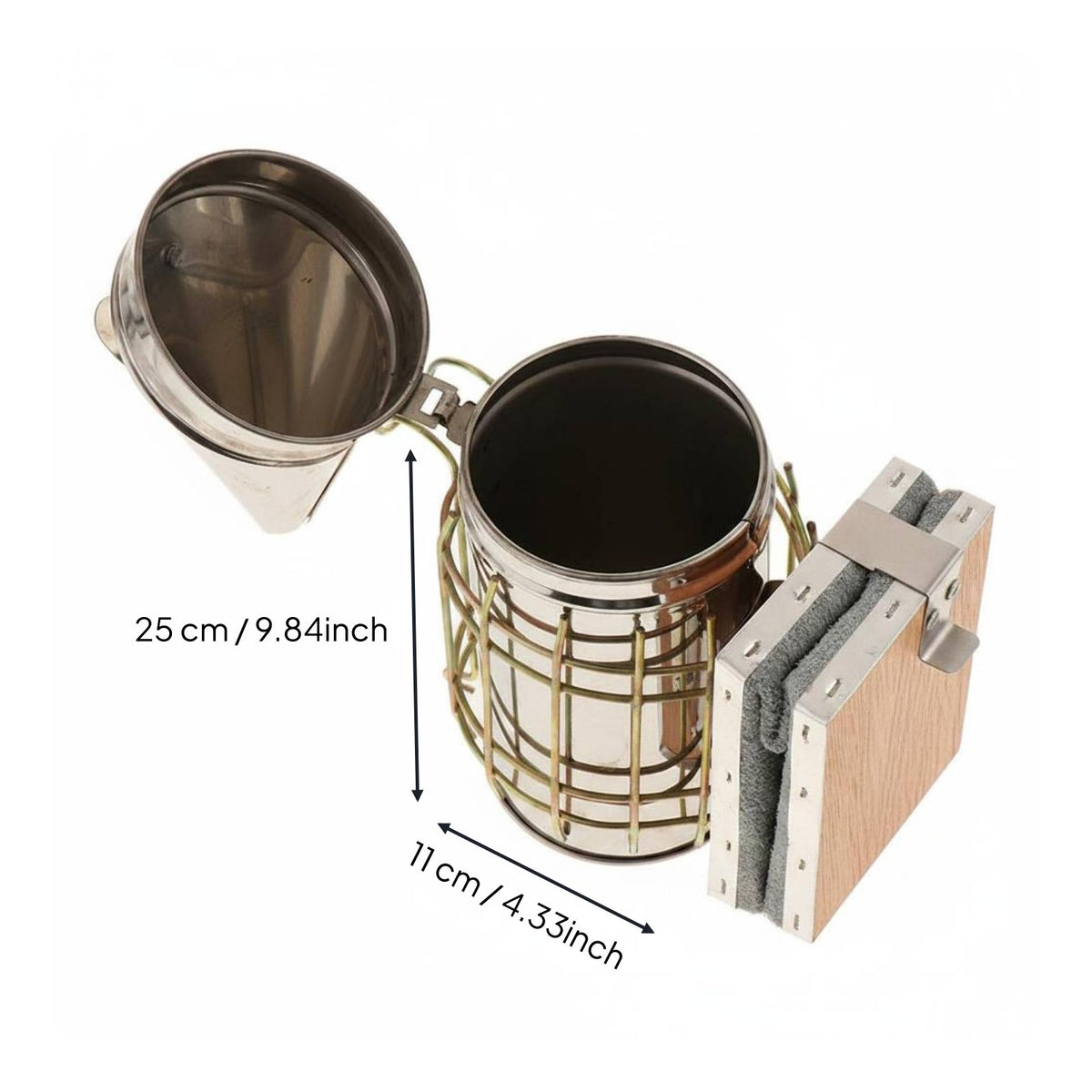 Heat Resistant Handle Stainless Steel Bee Smoker Safety Guard Beekeeping Smoker Easy to Use Smoke Can for Beekeepers