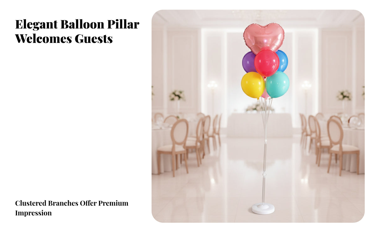 Easy to Assemble Balloon Display Stand | Clear Support Rods, Reusable Frame, Balloon Stand with Base, for Birthday Parties