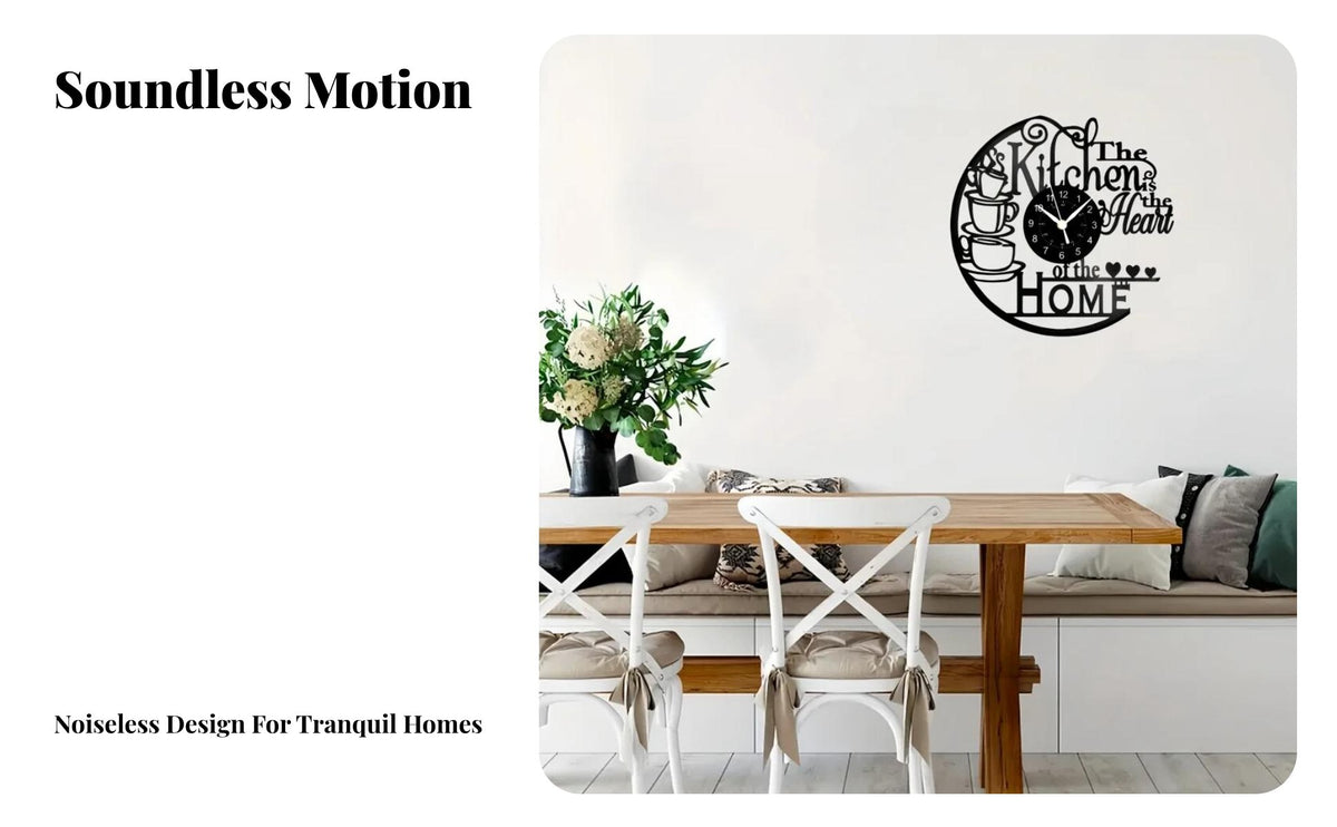 Silent Movement Coffee Art Wall Clock Easy to Read Kitchen Themed Wall Clock Battery Operated 7 Color Options for Homeowners, Gift Givers, Cafe, Living Room, Restaurant