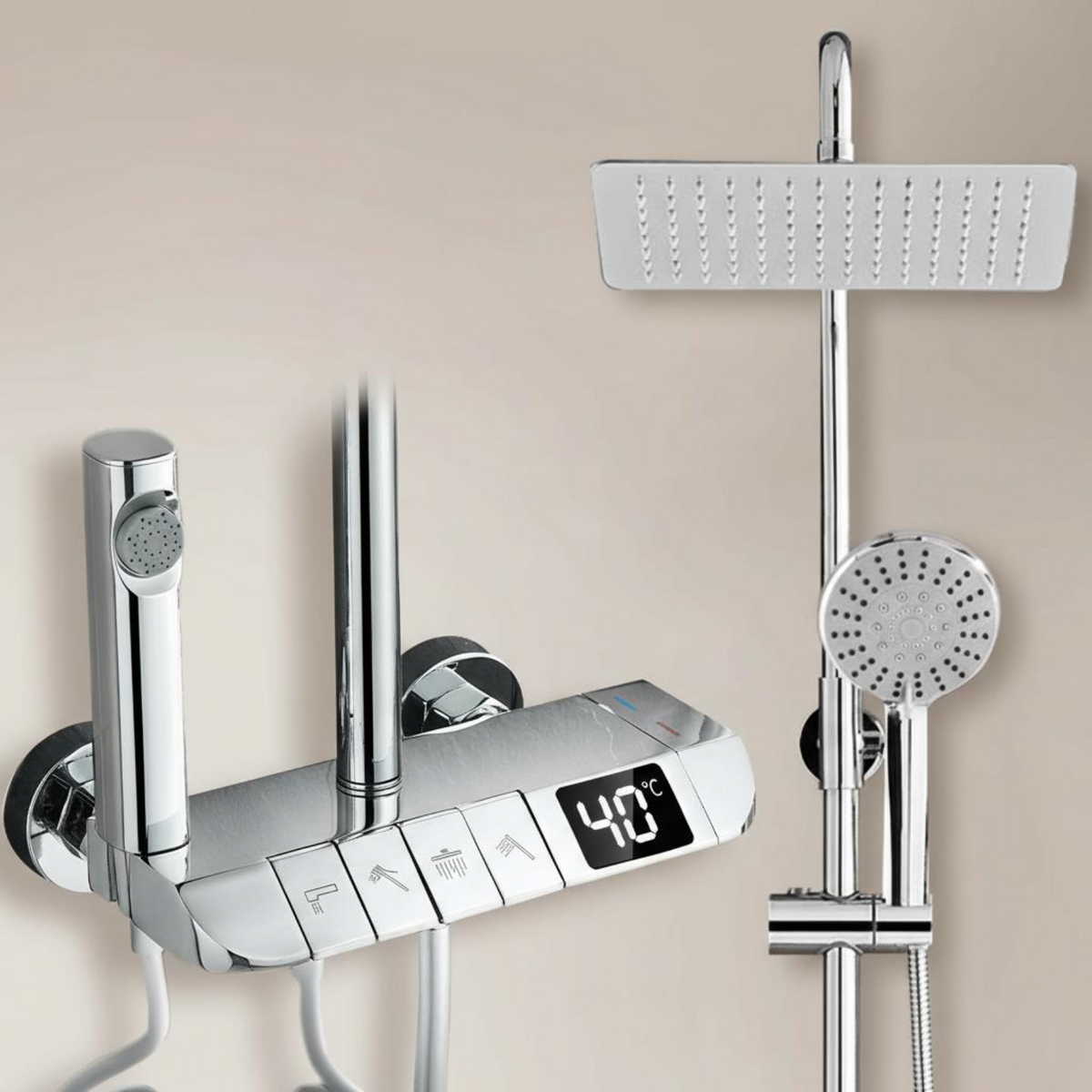 Thermostatic rainfall shower head