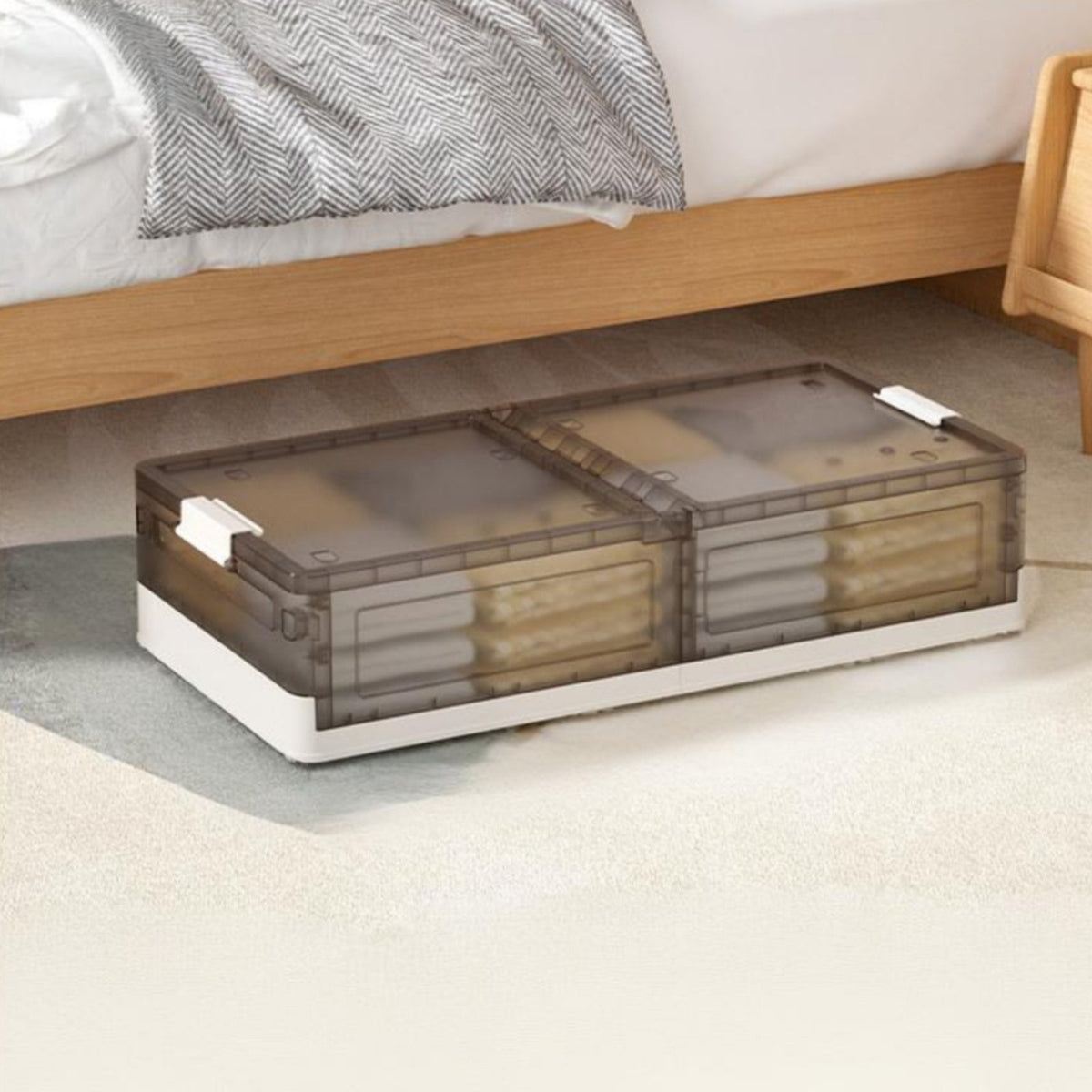 Wheeled Under-Bed Container foldable Organizer container Foldable Design for Closet