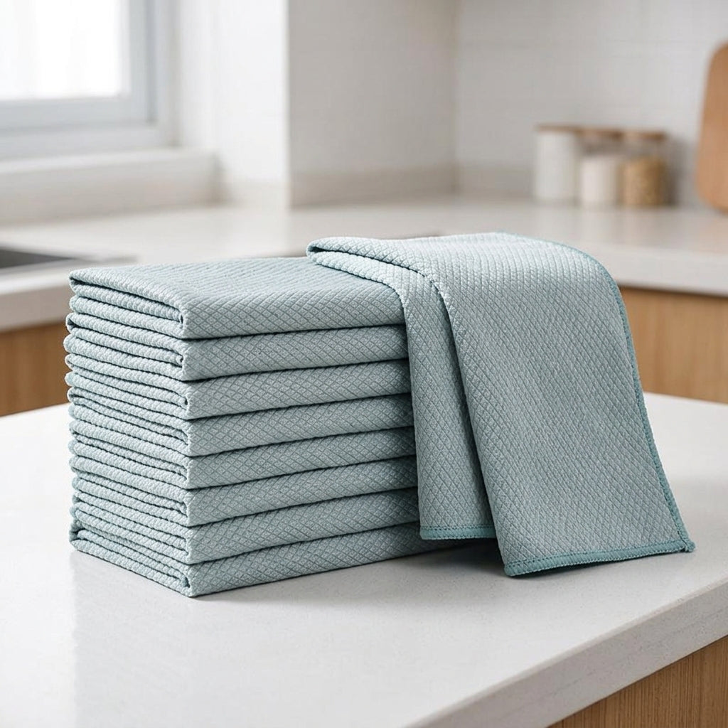 Super-Fine Microfibre Cloth and Cleaning Cloths, Streak-Resistant Window Cloths for Glass and Mirrors, Lint-Resistant Cloth with Scale Weave