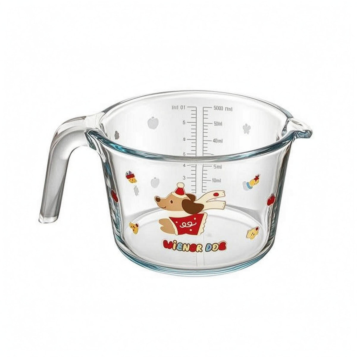Marked Glass Measuring Cup High-Temperature Resistant Kitchen Tool Cartoon Dog