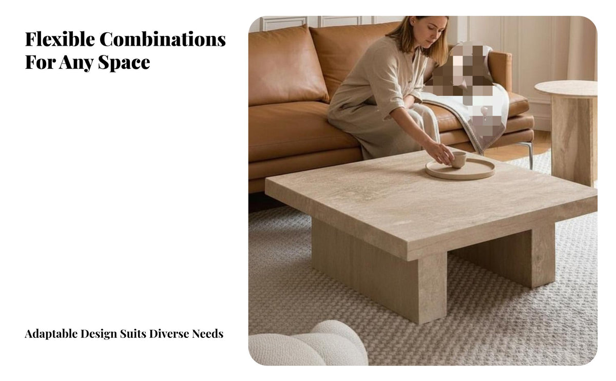 2 Pieces Wabi-Sabi Design Two-Piece Coffee Table Set Luxury Feel Nesting Block Tables Minimalist aesthetic Living Room Furniture Space-Saving for Homeowners, Interior Designers, Apartment Dwellers, Small Spaces, Lounge Area, Office, Bedroom