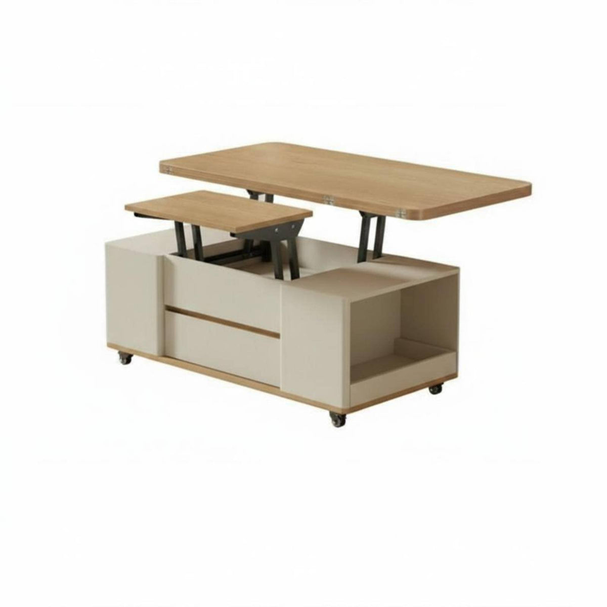 raiseTop Coffee-to-Dining Table Multi-Functional Split raiseTop Coffee Table Mobile with casters Sturdy for Dorm Rooms