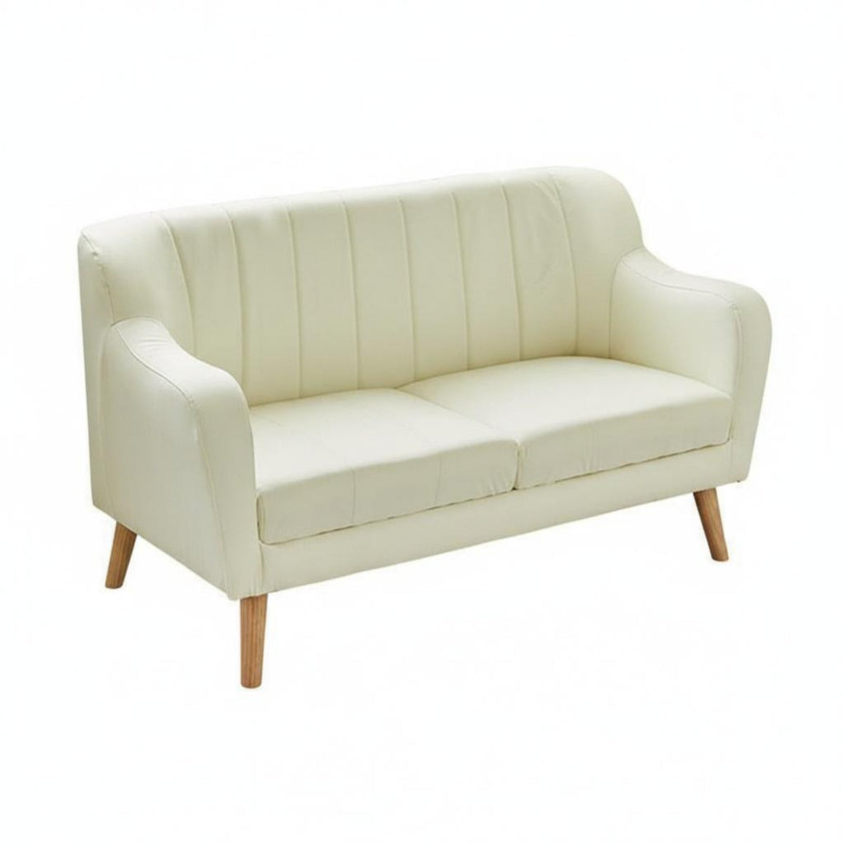Groove-Tufted Settee Nordic Design Small Couch Space-Saving High-Density Foam Padding for Students, Bedroom, Balcony, Entryway