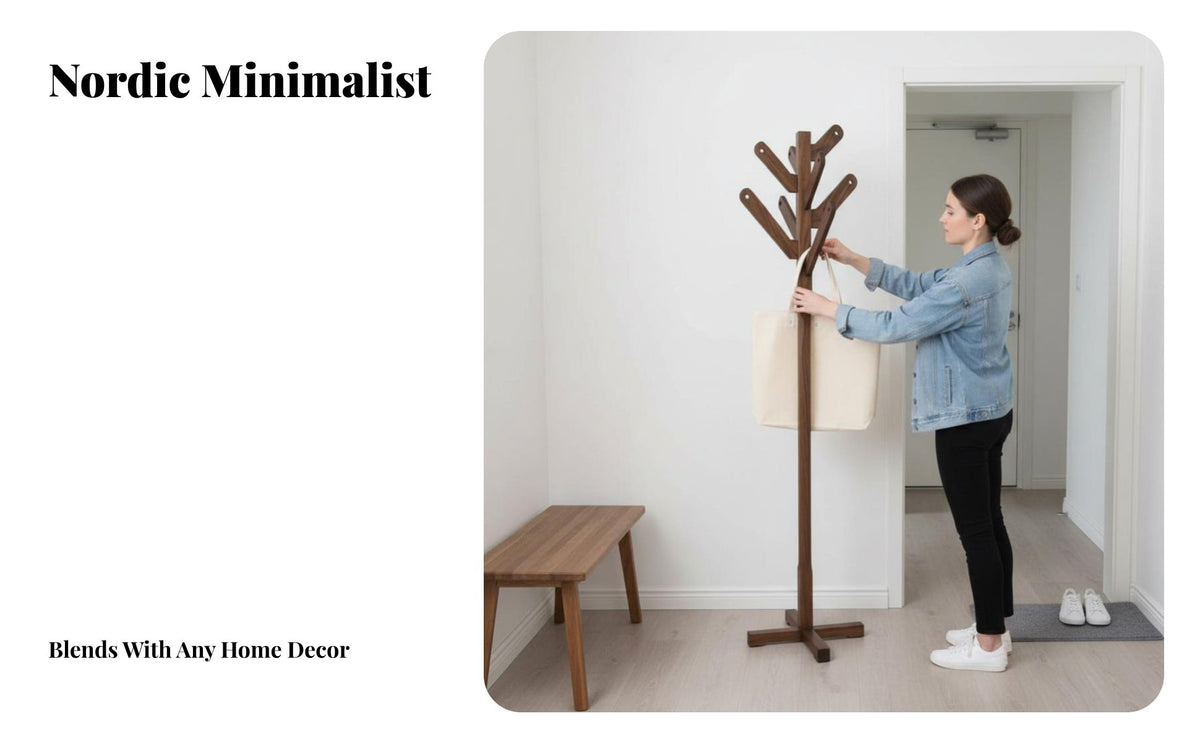 unrestrictedstanding Treedesign Coat Rack Floor-Standing Tree-Shaped Clothes Holder Multi-Hook Garment Stand Space-Saving for Families, Homeowners, Office Workers, Entryway, Hallway, Bedroom, Living Room