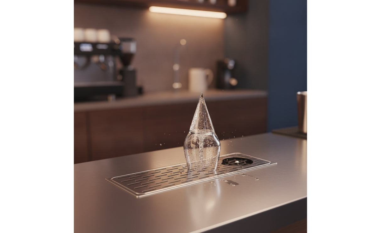Embedded Cup Washer with Drainage Tray Countertop Tabletop Cup Washer Low-Profile Stainless Steel Glass Washer for Bartenders, Baristas, Bar Counters