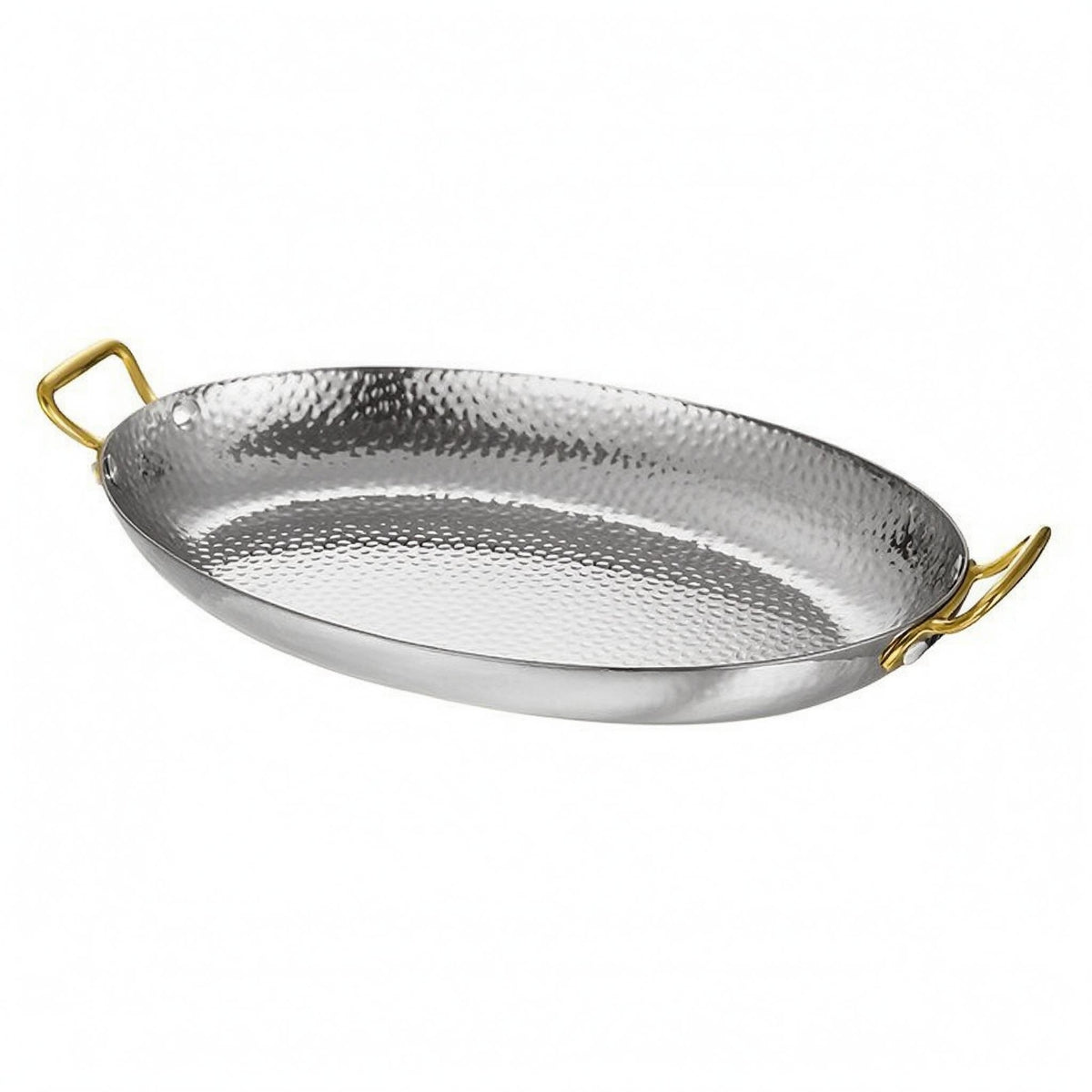 Hammered Stainless Steel Serving Pan Raised Rims Hammered Serving Uncovered Pan-Top