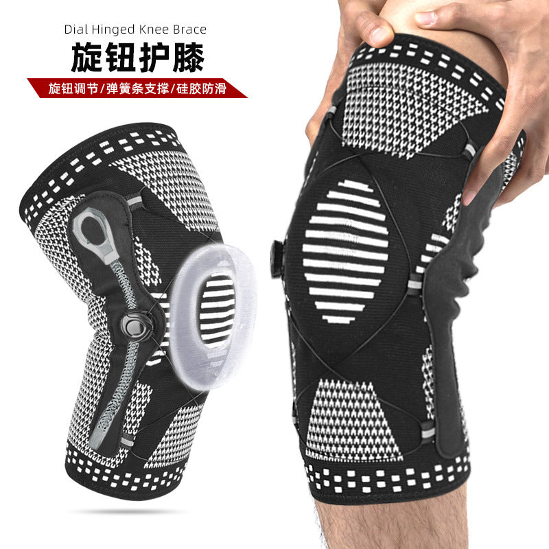Breathable Knit Nylon Knee Brace with Spring Dial and Silicone Pad for Outdoor Sports
